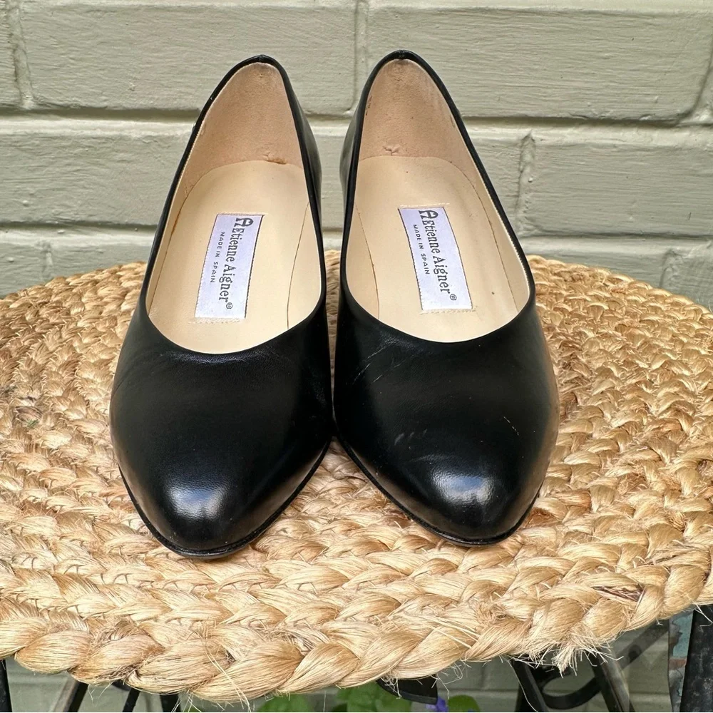 Etienne Aigner Zurich Black Leather Pumps NWOT - Picture 8 of 16